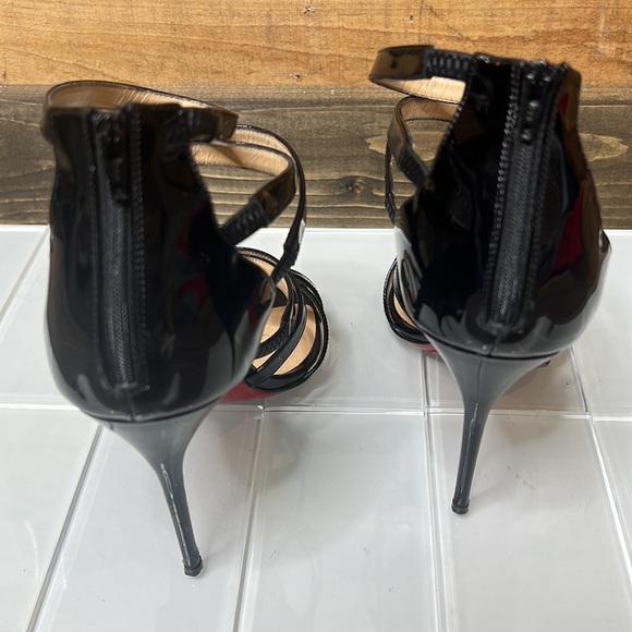 Christian Louboutin Mariniere Red Sole Patent Leather Cage 100mm Heels - Picture 6 of 14